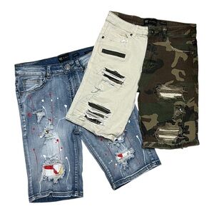 Waimea Young Men's Distressed Denim Shorts Bundle Size 18
